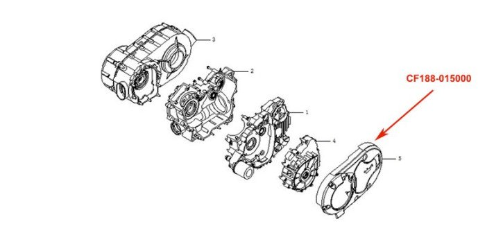 CFMoto 500cc CF188 Left Side Cover Assy